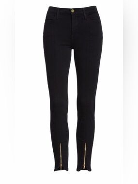 Frame Le High Skinny Jeans in Black, Size 28